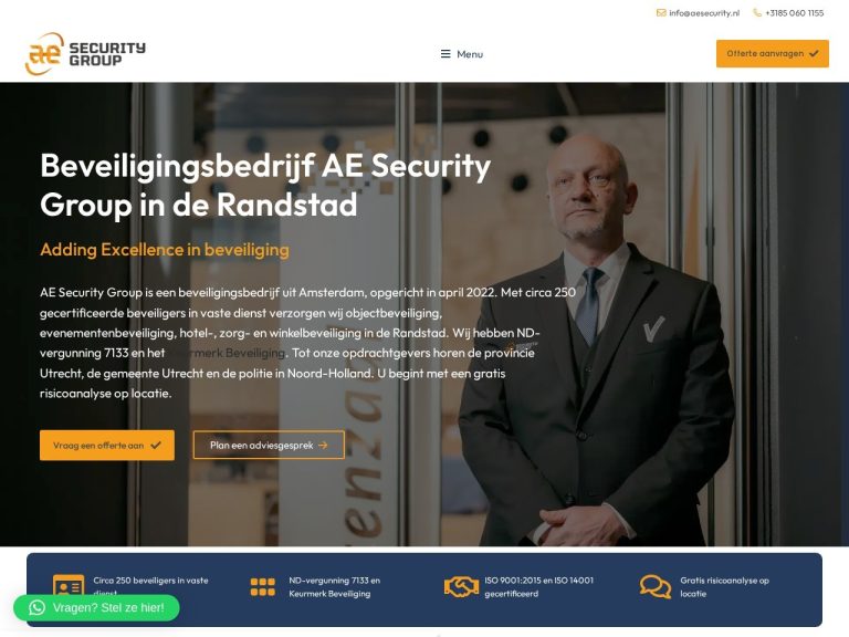 Website aesecurity.nl gemaakt door Meerman Webdesign