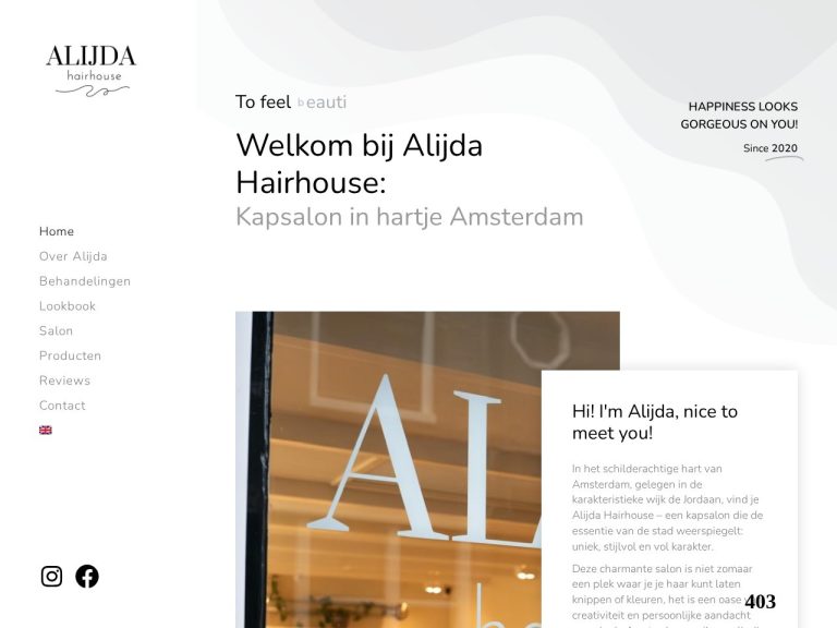 Website alijdahairhouse.nl gemaakt door Meerman Webdesign