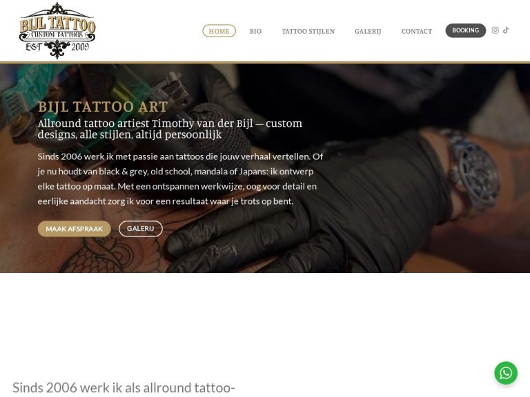 Website bijltattoo.nl gemaakt door Meerman Webdesign