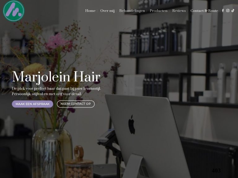 Website marjoleinhair.nl gemaakt door Meerman Webdesign