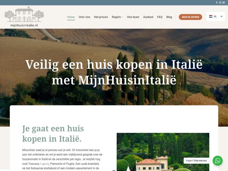 Website mijnhuisinitalie.nl gemaakt door Meerman Webdesign