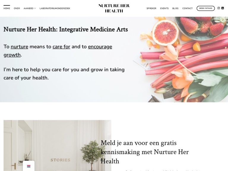 Website nurtureherhealth.nl gemaakt door Meerman Webdesign