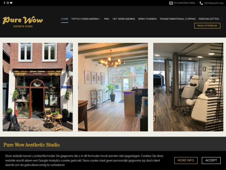Website pure-wow.nl gemaakt door Meerman Webdesign