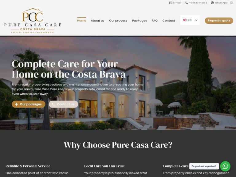 Website purecasacare.es gemaakt door Meerman Webdesign
