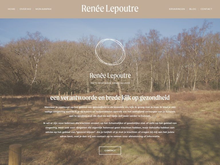 Website reneelepoutre.nl gemaakt door Meerman Webdesign