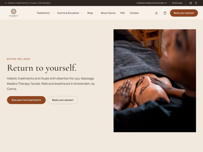 Website skinsideoutamsterdam.nl gemaakt door Meerman Webdesign