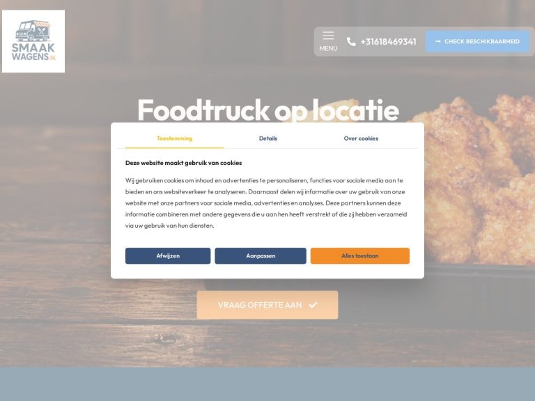 Website smaakwagens.nl gemaakt door Meerman Webdesign