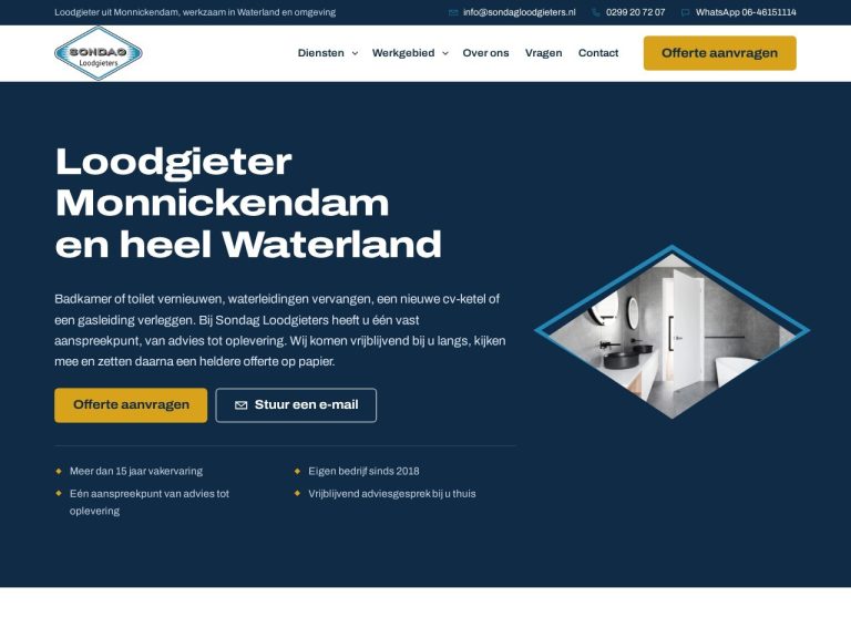 Website sondagloodgieters.nl gemaakt door Meerman Webdesign