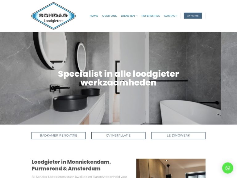 Website sondagloodgieters.nl gemaakt door Meerman Webdesign