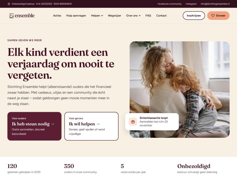Website stichtingensemble.nl gemaakt door Meerman Webdesign