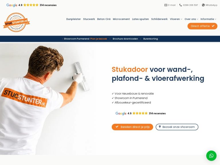 Website STUCSTUNTER.nl gemaakt door Meerman Webdesign