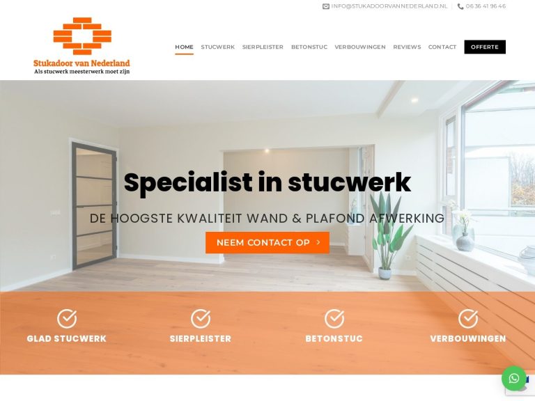 Website stukadoorvannederland.nl gemaakt door Meerman Webdesign