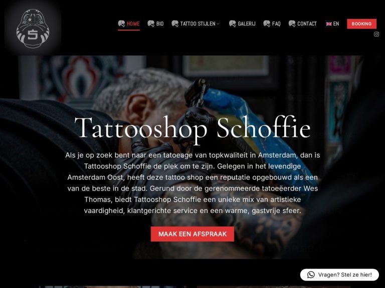 Website tattooshopschoffie.nl gemaakt door Meerman Webdesign