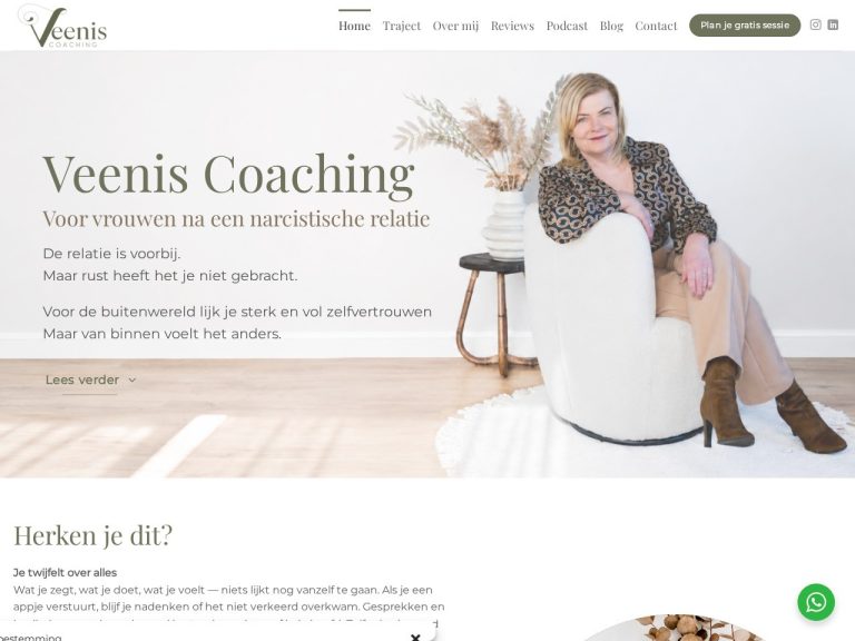 Website veeniscoaching.nl gemaakt door Meerman Webdesign