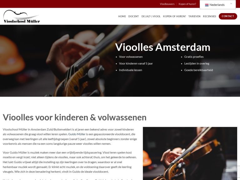 Website vioolschoolmuller.nl gemaakt door Meerman Webdesign